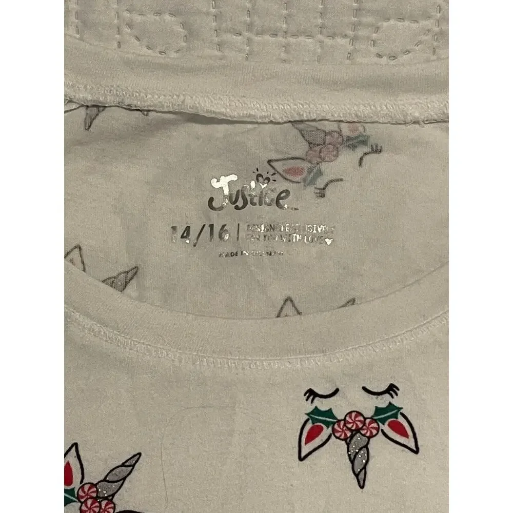 Girl’s Justice Christmas Unicorn Faces Sparkly Horn Size 14-16